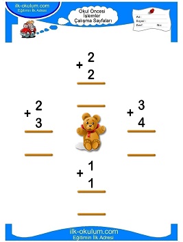 Çocuklar İçin toplam işlemi yaprak testleri 